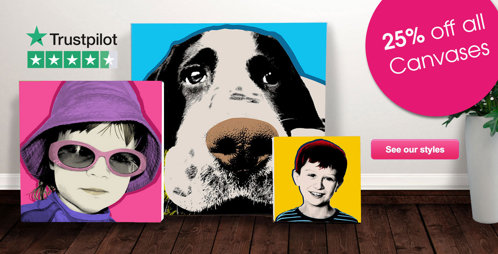 Personalised pop art examples - a few of our Pop Art Canvases that we have created for cusotomers.