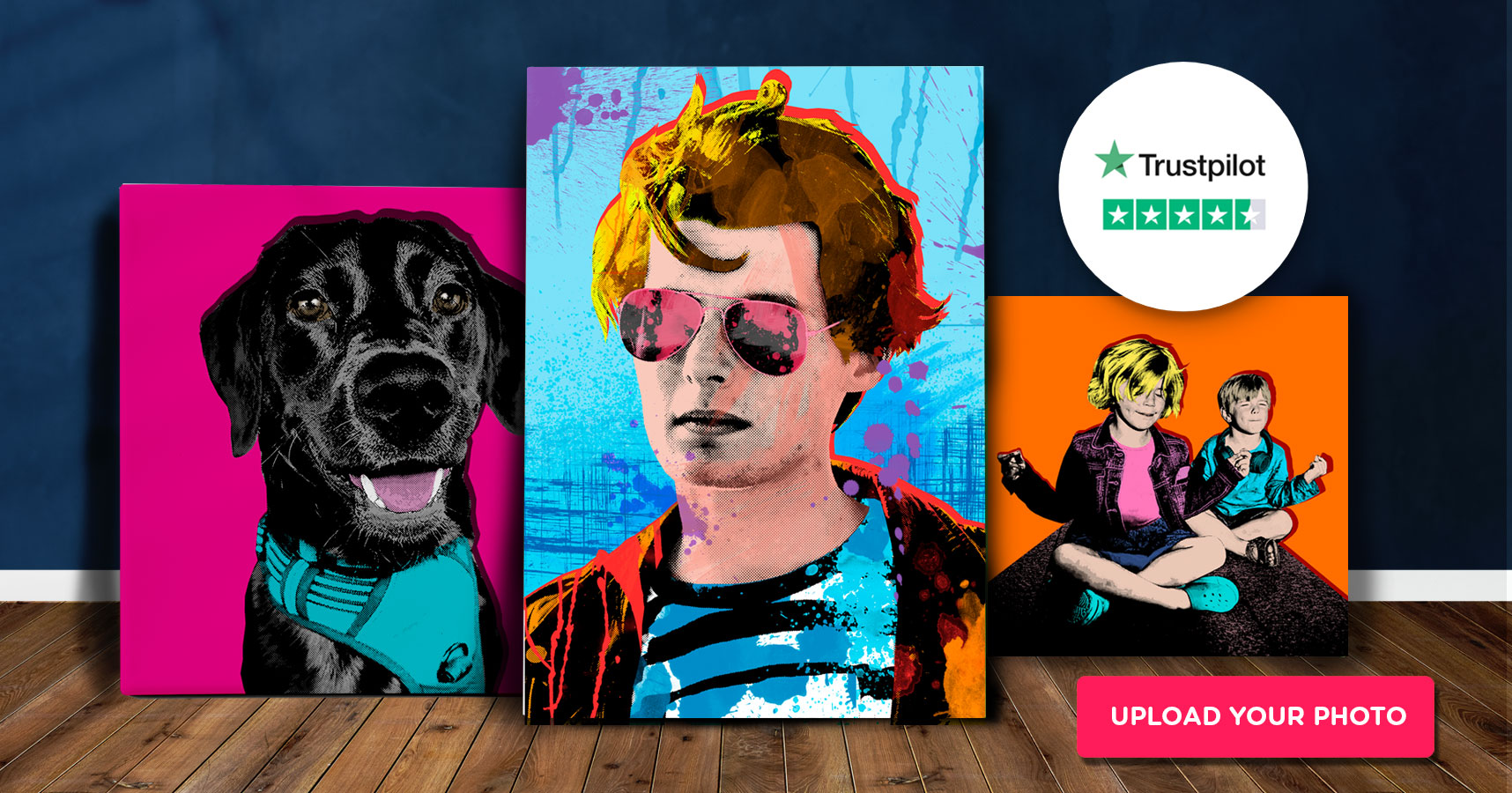 Personalised pop art canvases - a few of our pop art canvases including dogs and pets