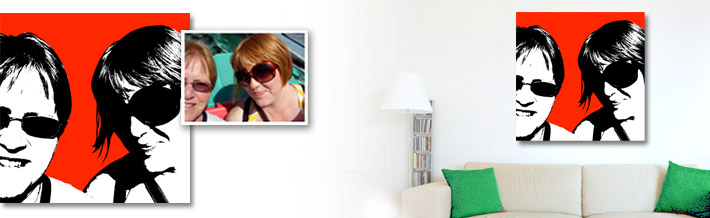 Our Black & Colour Pop Art Style - Example Interior shot with Pop Art Canvas on wall