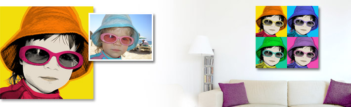 Our Warhol Pop Art Style - Example Interior shot with Pop Art Canvas on wall